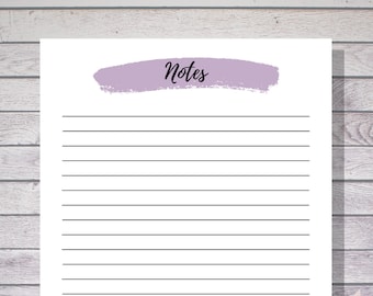Notes Page Printable, Lined Note Paper, Notes Page Planner, Printable Notes, Notes Planner Insert, Lined Notepad Paper, Notes Page Printable