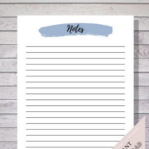 Notes Page Printable, Lined Note Paper, Notes Page Planner, Printable Notes, Notes Planner Insert, Lined Notepad Paper, Notes Page Printable
