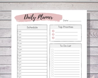 Daily Planner Page, Printable Day Plan, Daily Planner Page, Day Planner By Hour, Daily Planner PDF, Hourly Daily Planner, Printable Planner