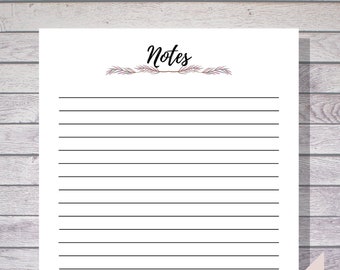 Notes Page Printable, Lined Note Paper, Notes Page Planner, Printable Notes, Notes Planner Insert, Lined Notepad Paper, Notes Page Printable