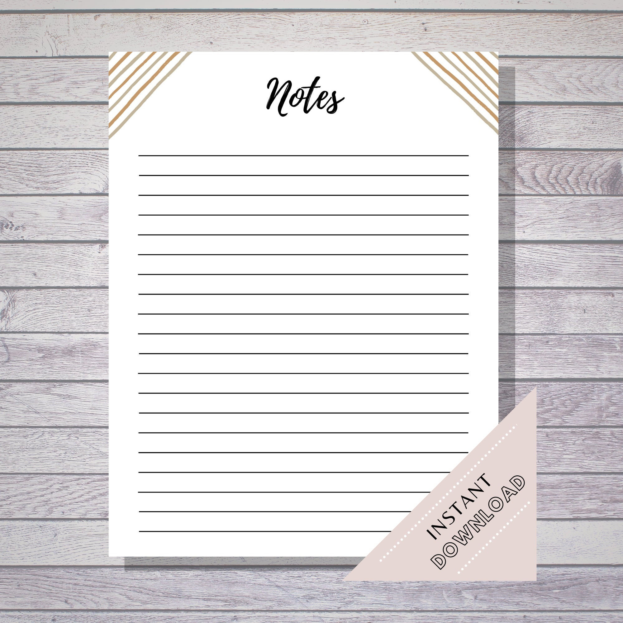 notes page printable lined note paper notes page planner etsy