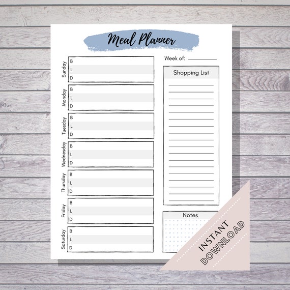 Meal Plan Printable Menu Plan Printable Weekly Menu Planner | Etsy