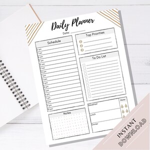 Daily Planner Page, Printable Day Plan, Daily Planner Page, Day Planner ...