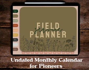 Digital JW Floral Service Planner for Pioneers Undated(with hyperlinks and precut stickers)