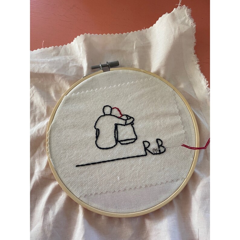 Beginner Initials Couple sitting Embroidery Kit