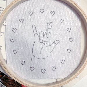 ASL “I Really Love You” ILY Beginner Embroidery Kit