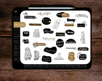 Digital JW Service Planner for Pioneers Undated Simple (with hyperlinks and precut stickers)