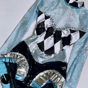 Aerial Dance Acro Circus Costume Bodysuit Leotard Harlequin with Ruffle • Harlequin Ruffle •