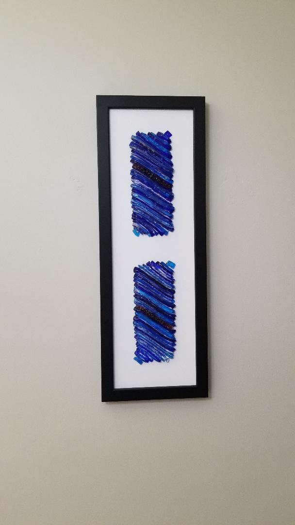 Fused Blue Glass Wall Art, Modern Glass Wall Art, Beach House Wall Art