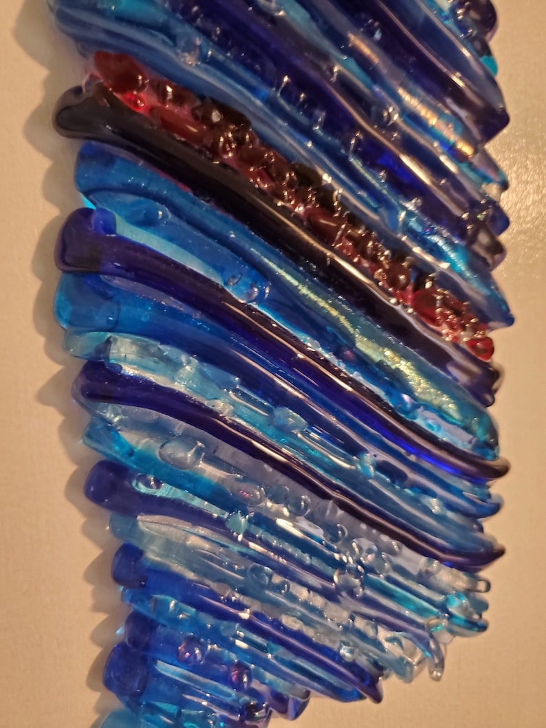 Fused Blue Glass Wall Art, Modern Glass Wall Art, Beach House Wall Art