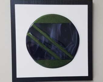 Handmade Fused Glass Wall Art: Purple & Green Modern Sculpture