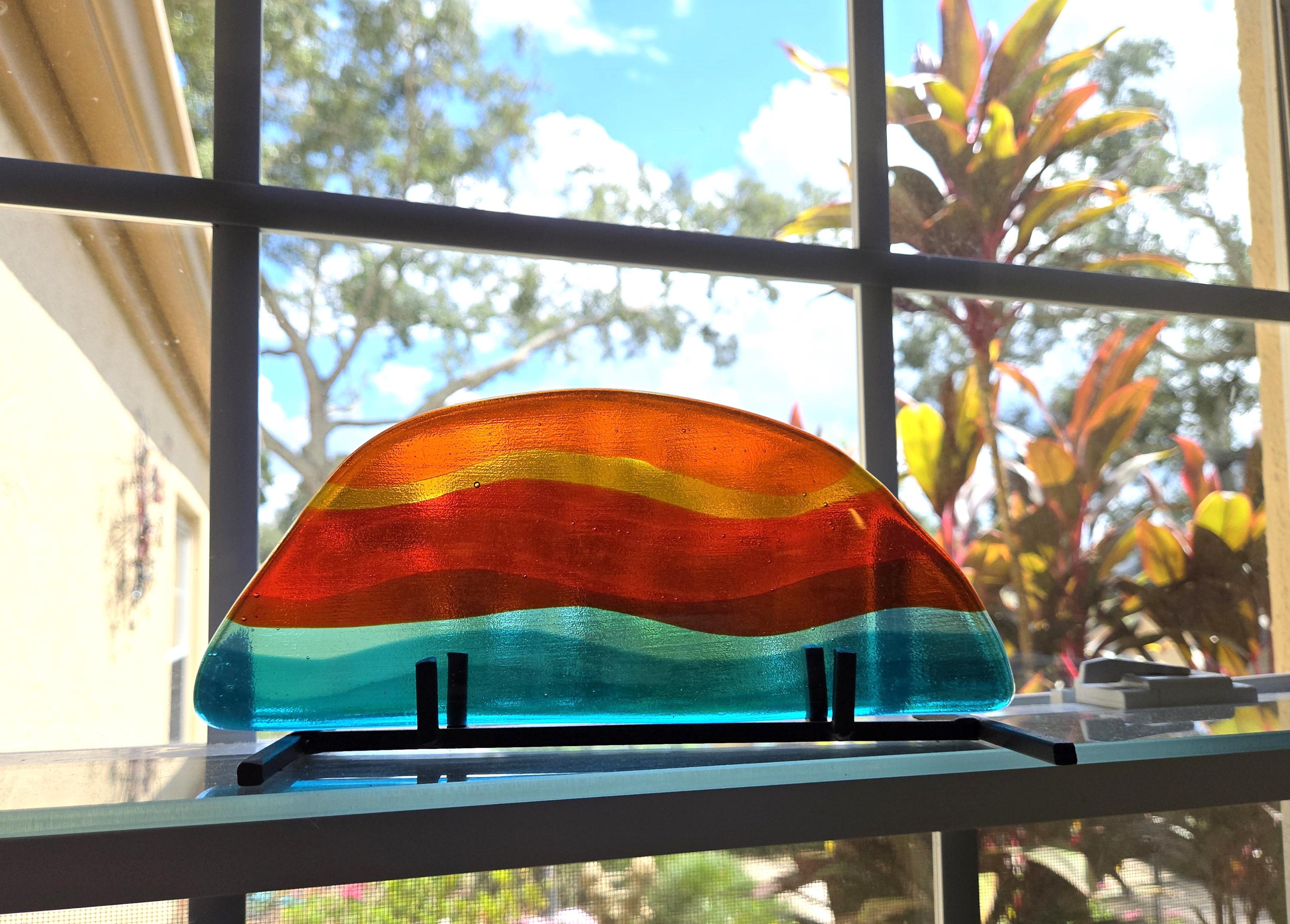 SUNSET Suncatcher | Window Art | Fused Glass Sunset | Stained Glass Look | Glass Decor Art