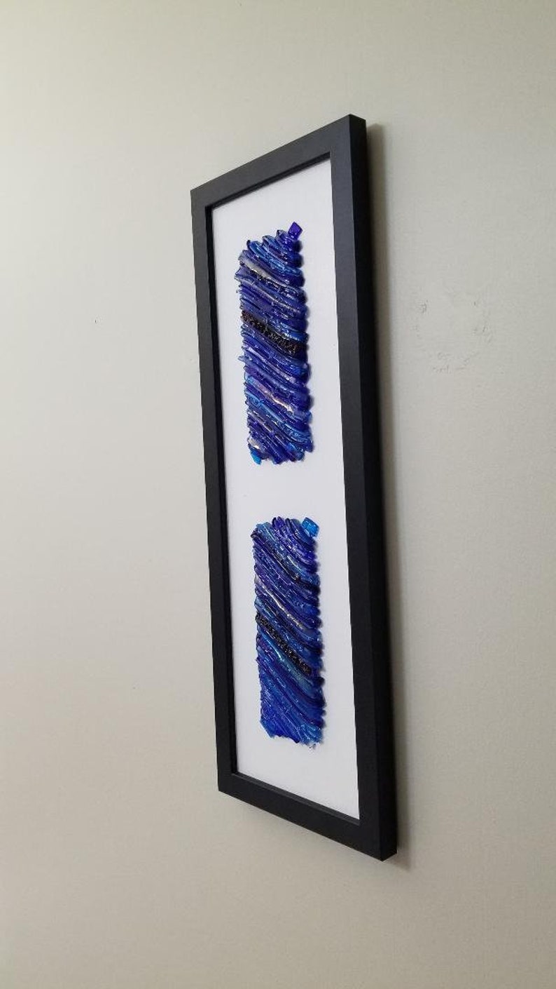 Fused Blue Glass Wall Art, Modern Glass Wall Art, Beach House Wall Art