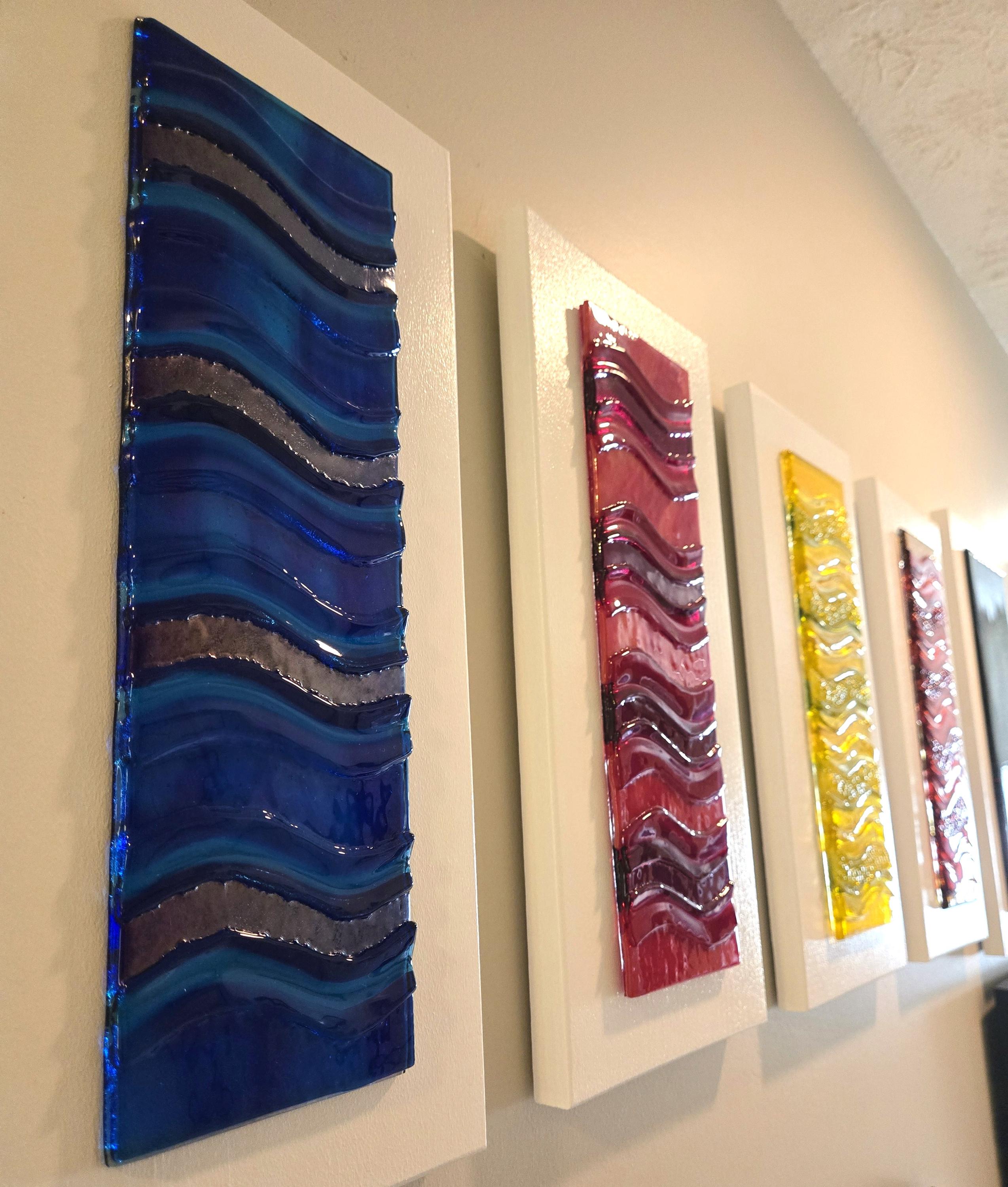 Fused Glass Wall Art: Modern Color Blocks, Handmade Sculpture