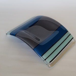 Blue  and Gray Fused Glass Candle Holder | Fused Glass Art | Votive Candle Holder | Unique Gift