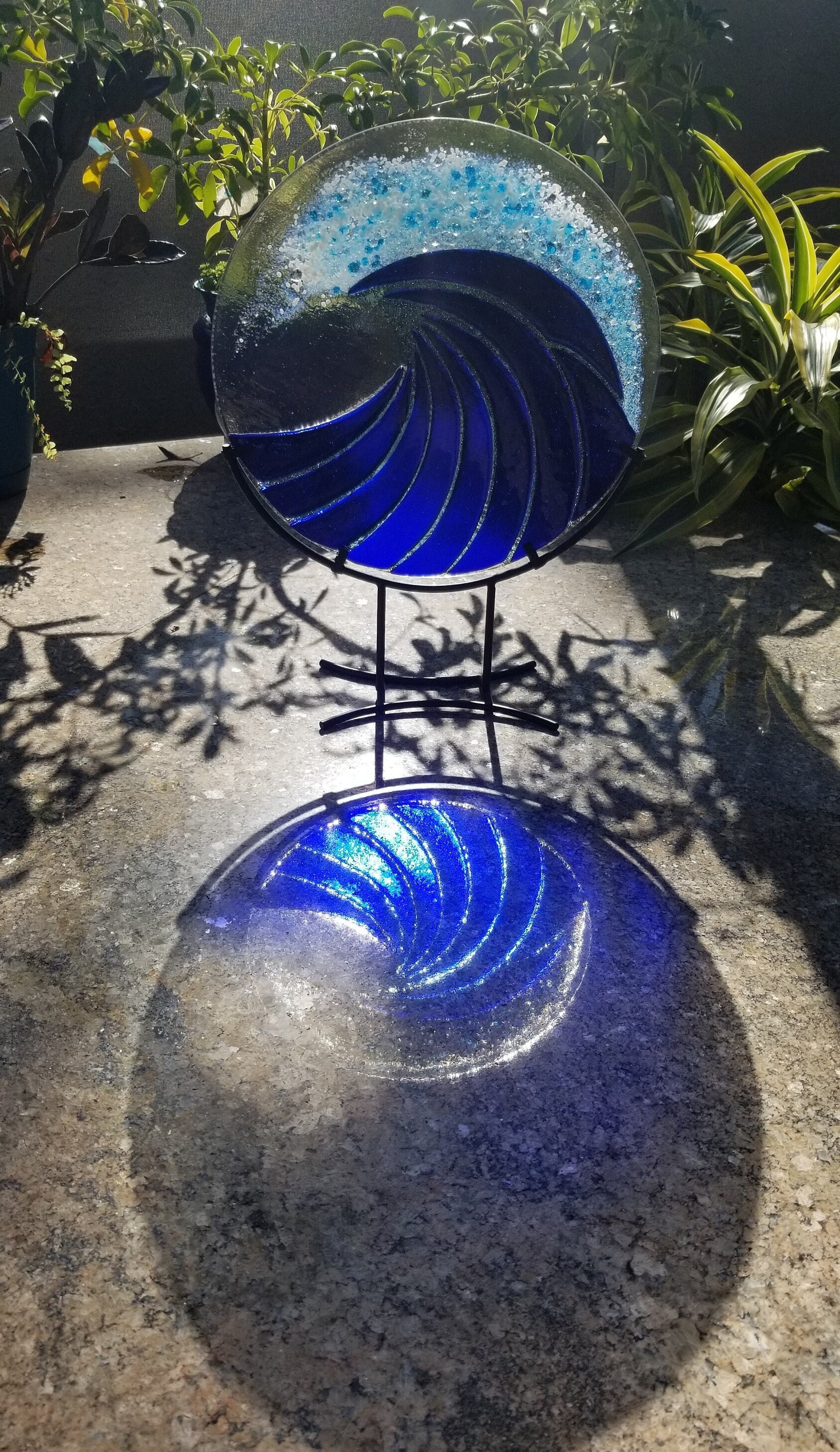 Blue Wave Art, Fused Glass Art, Modern Glass Art, Ocean, Sea