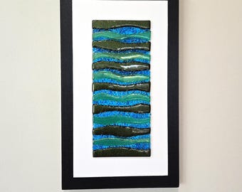 Handmade Fused Glass Beach Art: Ocean Wave Wall Decor