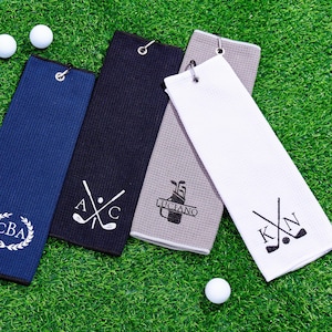 Toalla de golf bordada personalizada, toalla de golf con monograma, toalla de golf personalizada, regalos para padrinos de boda, regalo del Día del Padre, padrinos de boda