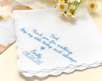 Gepersonaliseerde geborduurde bruiloft zakdoek, aangepaste geborduurde zakdoek met trouwdatum, cadeau voor bruid bruidsfeest, zakdoek