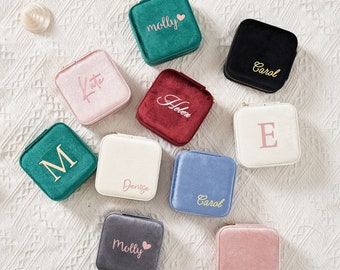 Portagioie personalizzato in velluto, regalo per la sposa, regali per la festa nuziale, regali per la damigella d'onore, regali per la proposta di matrimonio, regali per la festa della mamma per lei, regalo personalizzato