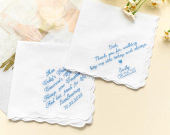 Personalized Embroidered Wedding Handkerchief, Custom Embroidered Handkerchief with Wedding Dat, Gift for Bride Bridal Party, Handkerchief