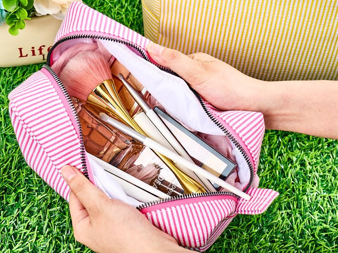 2-teiliges Kulturbeutel-Set Aus Segeltuch – Tragetasche + Make-up-Tasche, Personalisiert, Für Hochzeit & Geschenke