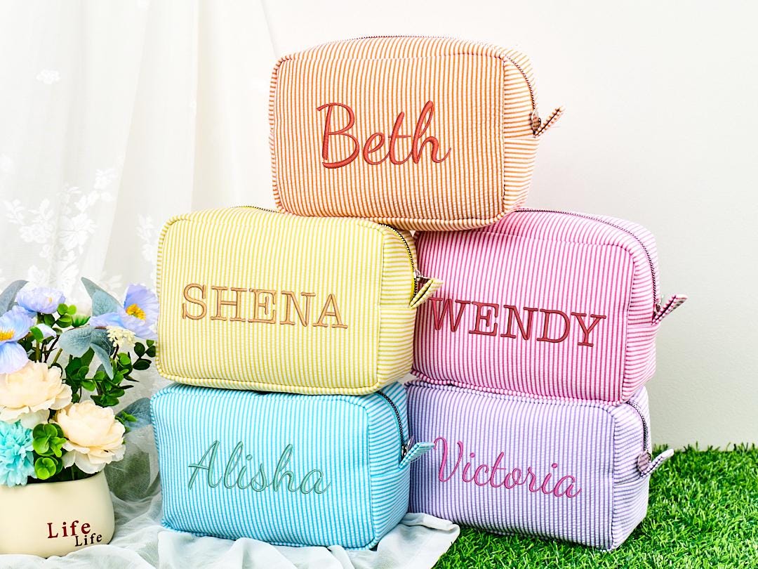 Personalisierte Reise-Make-up-Tasche Mit Monogramm – Individuell Mit Anfangsbuchstabe T, Geschenk Für Frauen, 24 X 18 Cm, Weiß/opulent