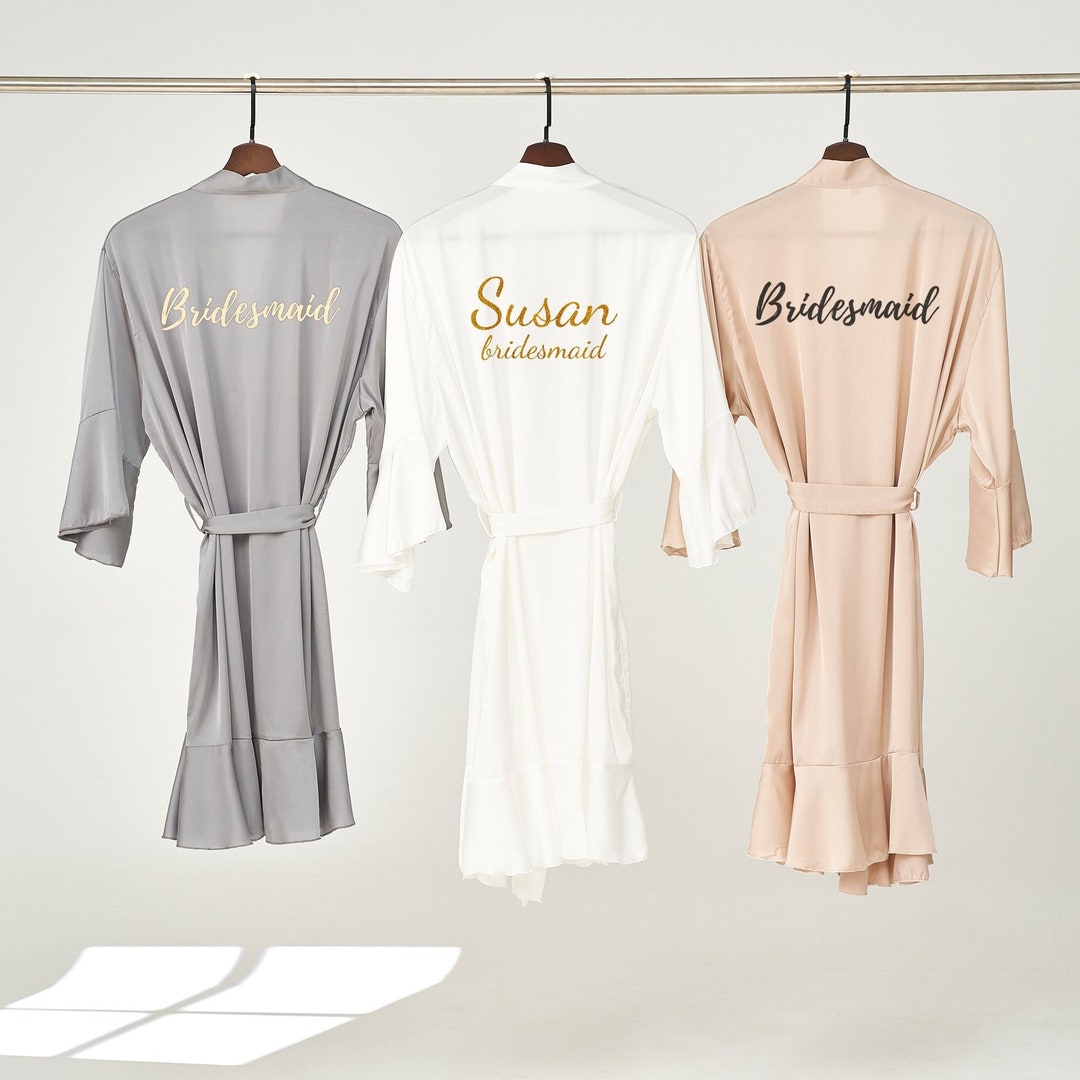 Custom Ruffle Robe, Bridesmaid Wedding Robes, Personalised Bride Maid ...