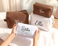 Embroidered Name Waffle Makeup Bag, Custom Cosmetic Bag,Beauty Makeup Bag,Bridesmaid Monogrammed Toiletry Bag, Makeup Bag, Bridesmaid Gift product logo