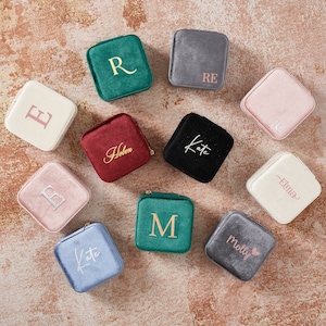 Portagioie in velluto personalizzato, regali per San Valentino, regali di compleanno per la migliore amica, portagioie da viaggio personalizzato, regalo di Natale, regalo per la mamma