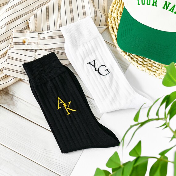 embroidered dress socks Embroidered Groomsmen Socks, Wedding Party Gift, Personalized Men's Dress  Socks,best Man Proposal, Monogrammed Men's Dress Socks