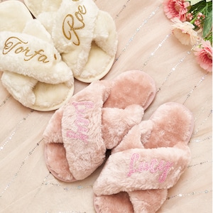 Personalized Kids Slippers Gifts for babies, christening gifts Fluffy Slippers, Flower girl Gifts, Bachelorette Hen Party Gift,Wedding Gifts
