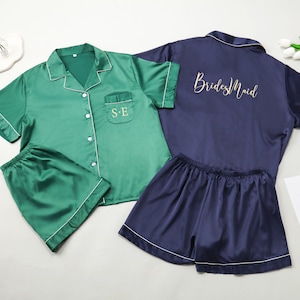 Soft Monogram Sleep PJ Shorts Set for Bridesmaid Pajamas Maid of Honor Bridal Party Getting Ready Outfits, Bridal Party, Bridesmaid proposal