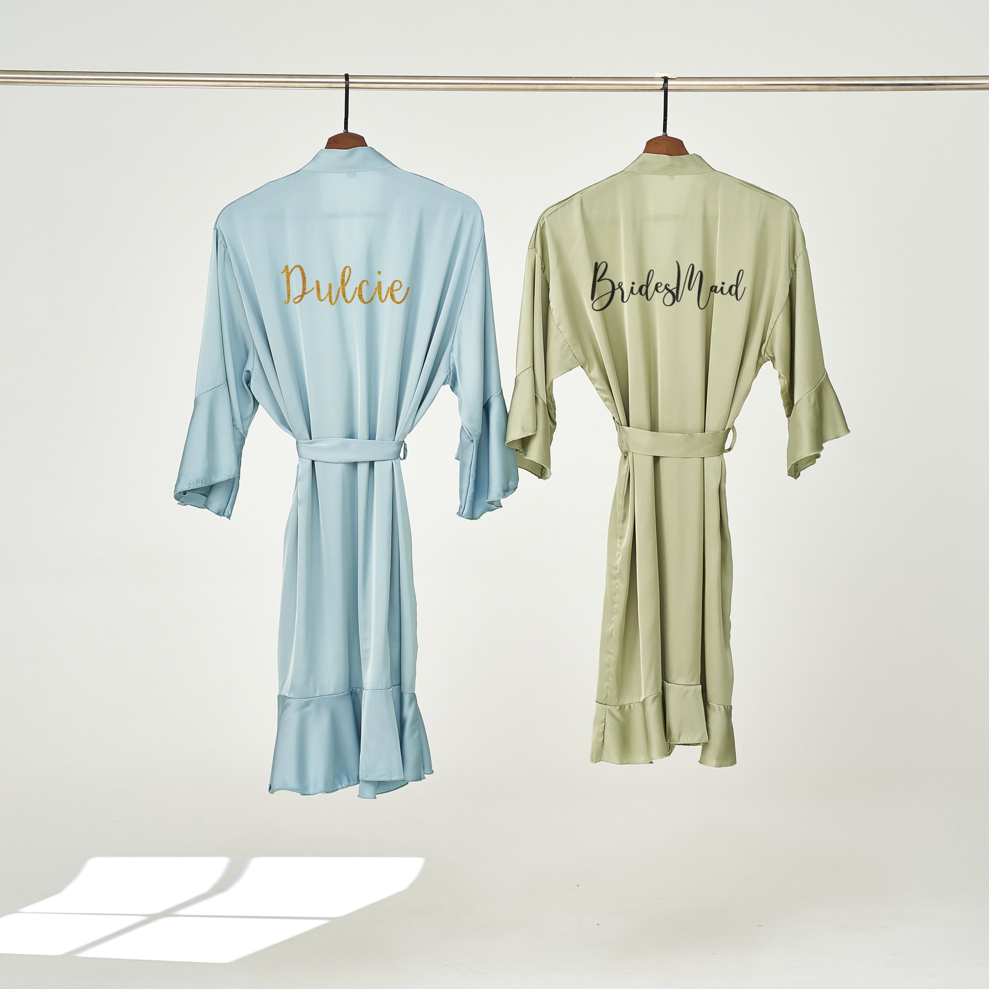 Personalised Prom Robe Custom Ruffle Robe, Bridesmaid Wedding Robes, Personalised Bride Maid ...