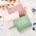 Custom Embroidered Corduroy Makeup Bag, Quilted Cosmetic Zipper Pouch, Personalized Bridesmaid Gift, Wedding Party Favor product logo