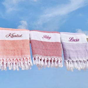 Toalla de playa personalizada, regalo de despedida de soltera, toalla de playa para dama de honor, toalla turca, regalos de vacaciones en la playa, regalo de boda personalizado, regalo para ella