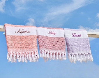 Personalized Beach Towel,Bachelorette Party Favor,Bridesmaid Beach Towel,Turkish Towel,Beach vacation Gifts,Custom Wedding Gift,Gift for her