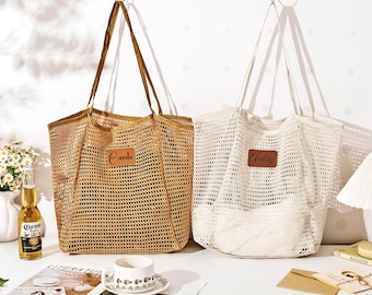 Personalized Tote Bag, Sandproof Mesh Beach Tote bag, Bachelorette Party, Gift for Her, Bridesmaid Gifts Bag, Bridesmaid tote bag