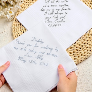 Custom Embroidered Wedding Handkerchief for Father | Personalized Wedding Gift for Dad | Wedding Handkerchief with Personalized Embroidery