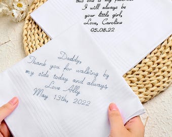 Custom Embroidered Wedding Handkerchief for Father | Personalized Wedding Gift for Dad | Wedding Handkerchief with Personalized Embroidery