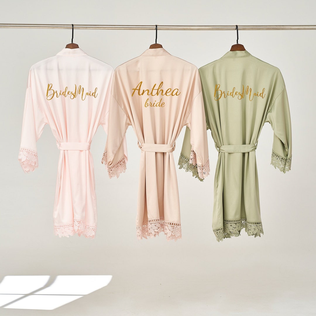 Lace Bridesmaid Robes, Wedding Party Gifts, Personalised Bridesmaid ...