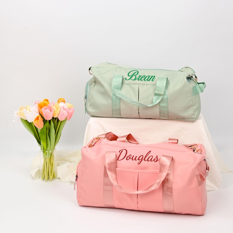 Bolsa de lona con monograma, bolsa de gimnasio, bolsa de viaje personalizada, bolsa de fin de semana, bolsa de viaje con monograma, bolsa de viaje, bolsa de lona para niños, bolsa imagen 6