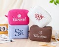 Embroidered Name Waffle Makeup Bag, Custom Cosmetic Bag,Beauty Makeup Bag,Bridesmaid Monogrammed Toiletry Bag, Makeup Bag, Bridesmaid Gift product logo