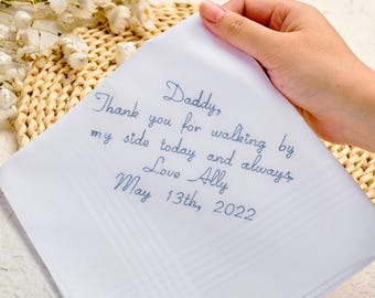 Elegant Embroidered Wedding Handkerchief, Wedding Napkins, Father of The Bride Gift, Groomsmen Gift, Pocket Square, Mother in Law Gift