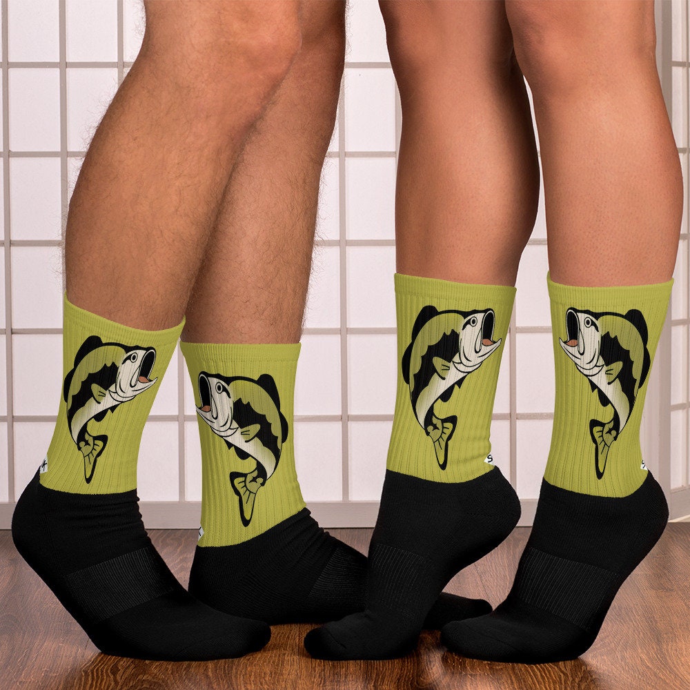Bass Fish Fishing Socks Comfortable Sports Crew Socks Cushion Etsy