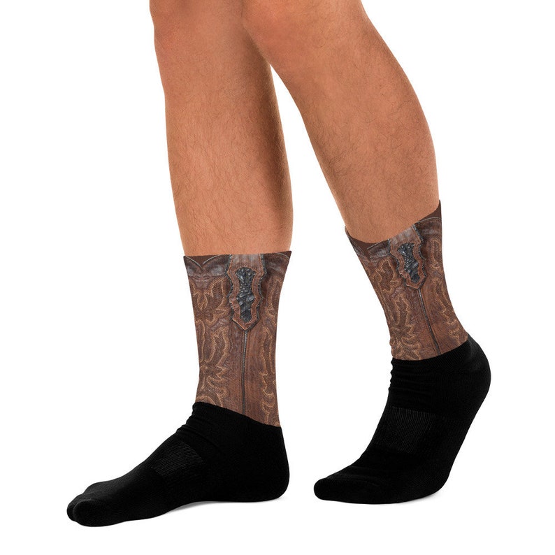 Leather Cowboy Boot Socks Comfortable Sports Crew Socks Cushioned Bottom Socks