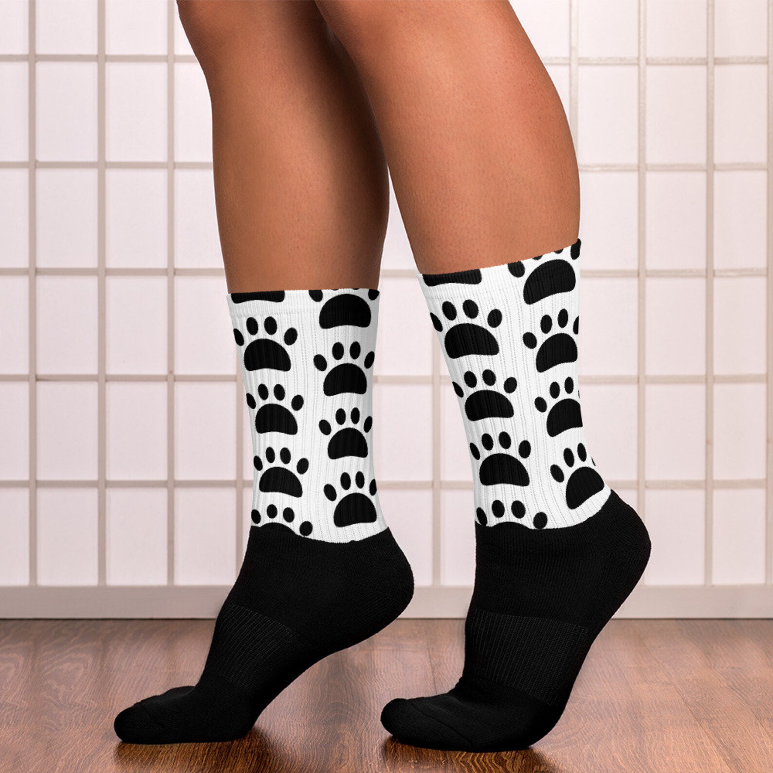 Socks Dog Puppy Paw Style Black Paw print comfortable Etsy