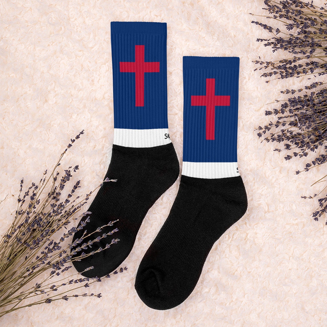 Christian Flag Socks Red Cross with Blue White Men&rsquo;s | Etsy