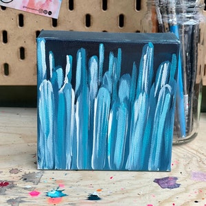 Rise Up - original 5x5 mixed media painting by Carley Baker / blue abstract art / wall decor / unique art / home decor