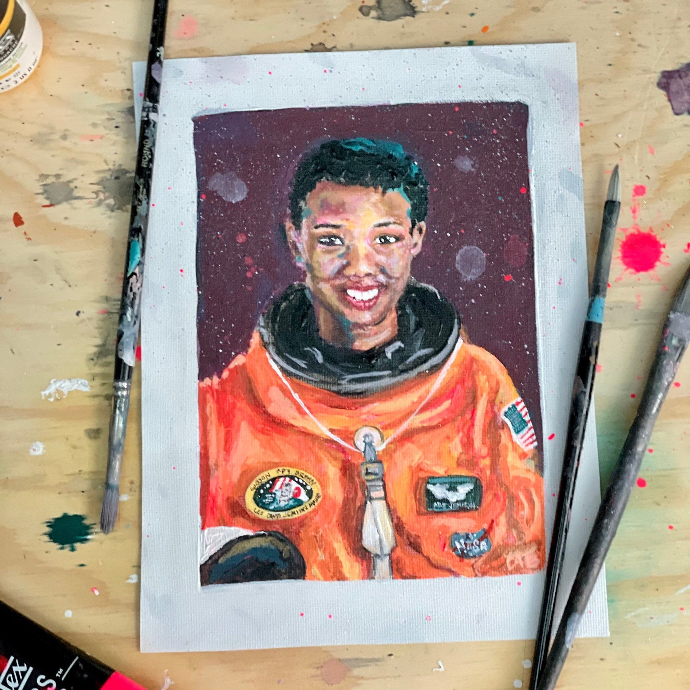 Mae Jemison original painting 5x7 / modern portrait / Home Etsy